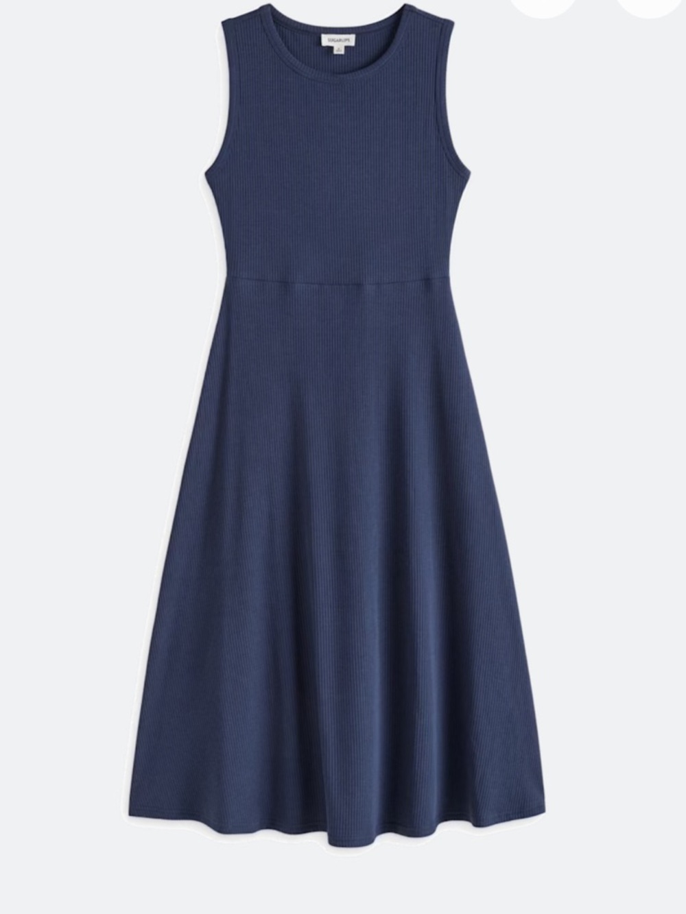 NWT Sugarlips Sugar Crew Navy Ribbed Sleeveless A-Line Midi Dress. XL.